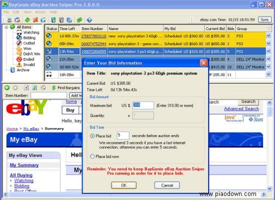 BayGenie eBay Auction Sniper Pro Edition 
