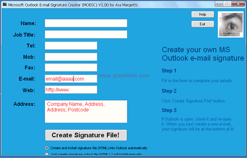 Microsoft Outlook E-mail Signature Creator(ʼǩ)